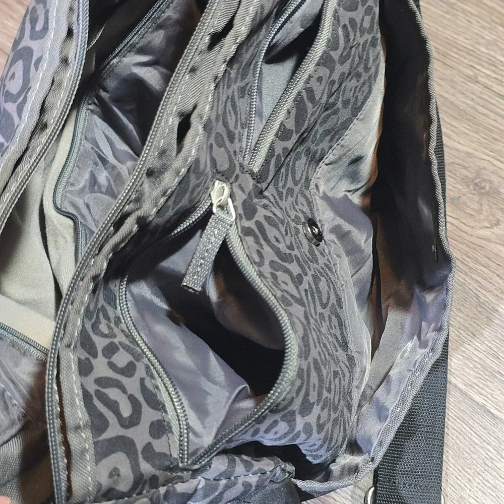 iPackbaby‎ Leopard Print Diaper Bag Messenger Crossbody Travel Tote Black Gray
